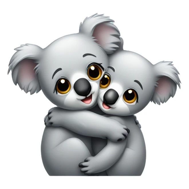 a male and a female koala bear hugging sticker
