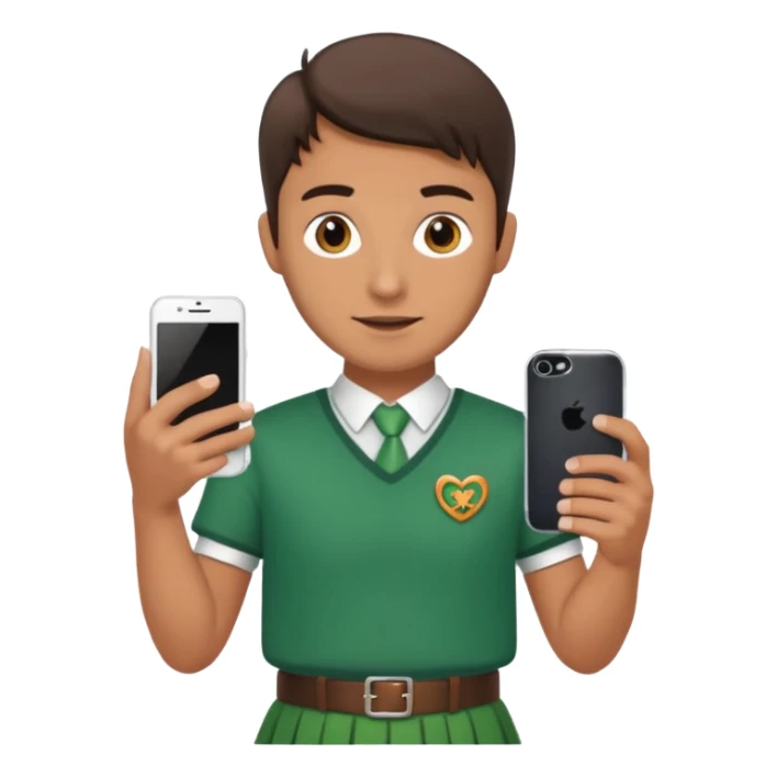 ireland man with skirt and smartphone, half body sticker