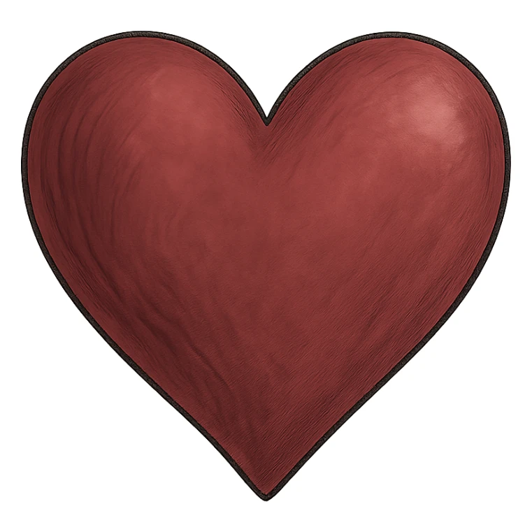 a heart in burgundy color, ghibli style sticker