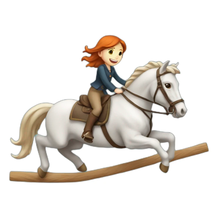 Fille rousse sur un cheval qui saute un obstacle sticker