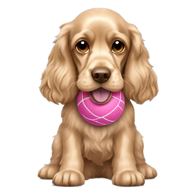 beige english cocker spaniel with pink tennis ball sticker