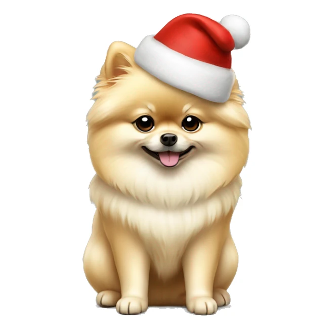 Light Cream Pomeranian with Christmas hat full body sticker