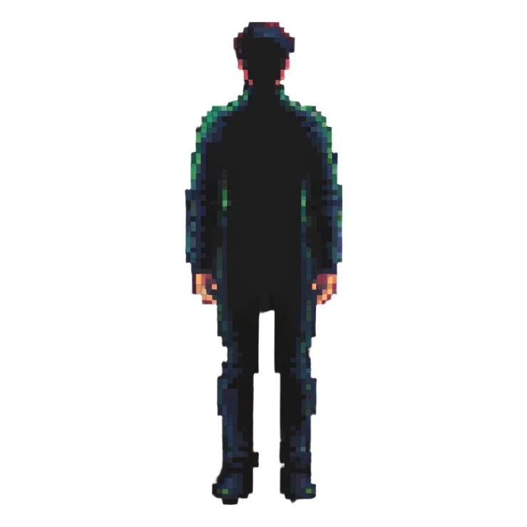 pixel art male silhouette, minimalist human shape sticker