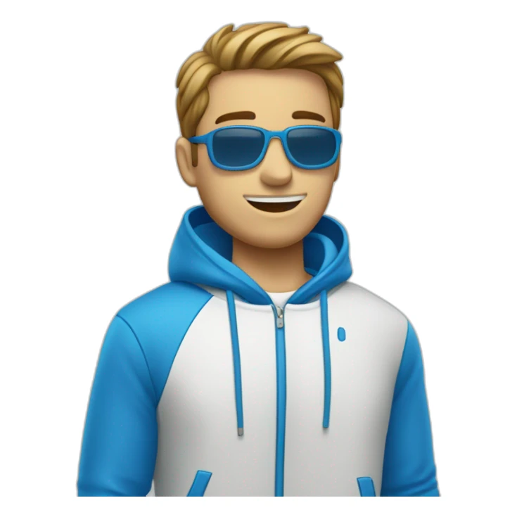 Esqueleto gordo con playera blanca y chamarra azul  sticker