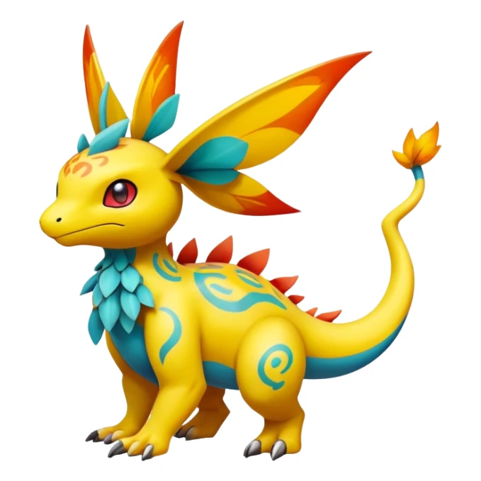 exotic fantasy-creature-Fakémon-Pokémon, full body, with random markings sticker