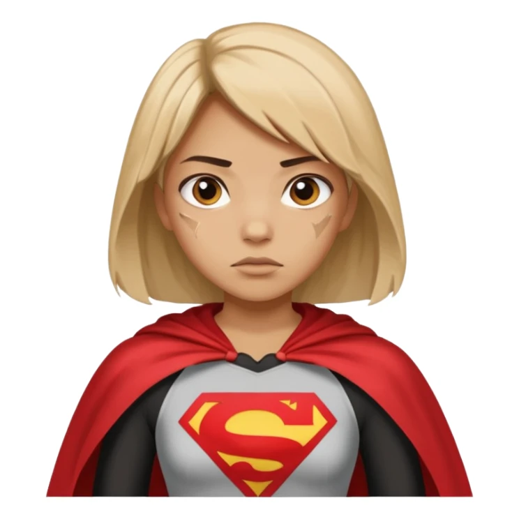 generate me a fearless student girl with a cape and "make it look like she torn a shirt with the word "Discrimination" sticker