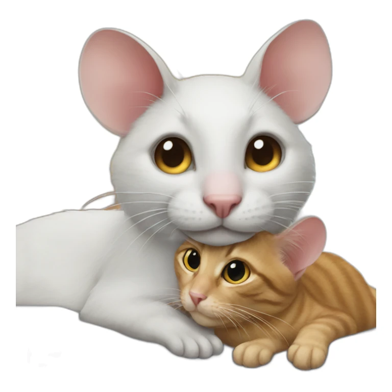 rat on the back of a cat sticker