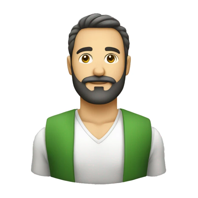 Hombre calvo con barba vestido de verde y blanco sticker