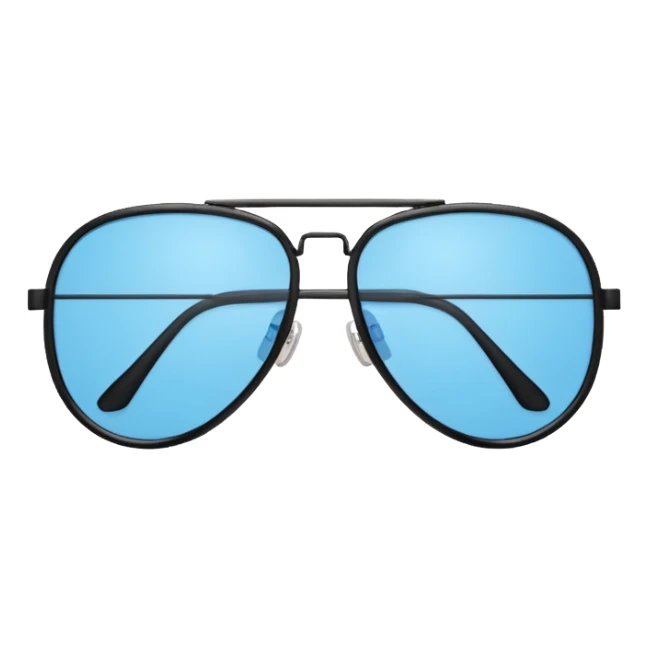Light blue geometric aviator sunglasses with a black frame  sticker