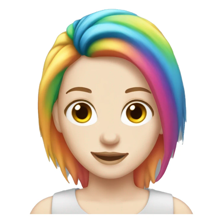Emma Myers with rainbow hair pale skin sticker