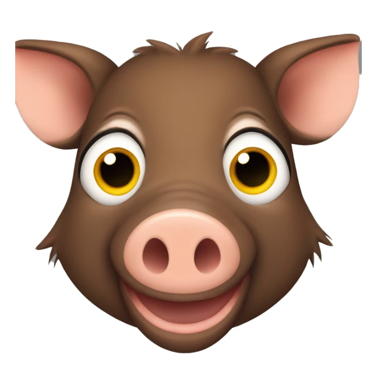 a happy cute brown wild boar pig with big eyes sticker