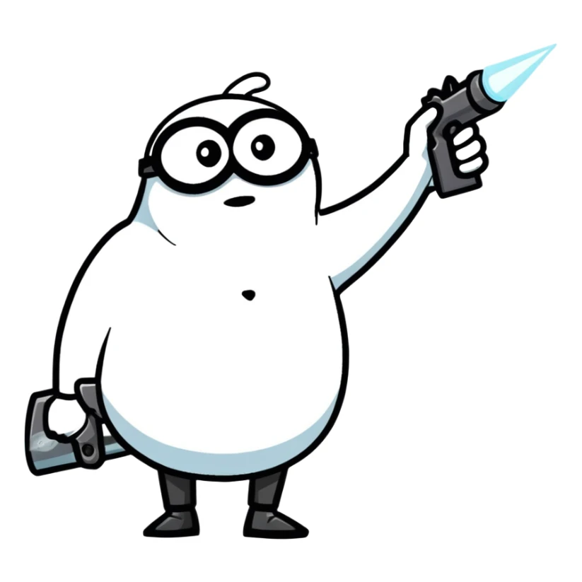 Gru from Despicable Me pointing a freeze ray sticker