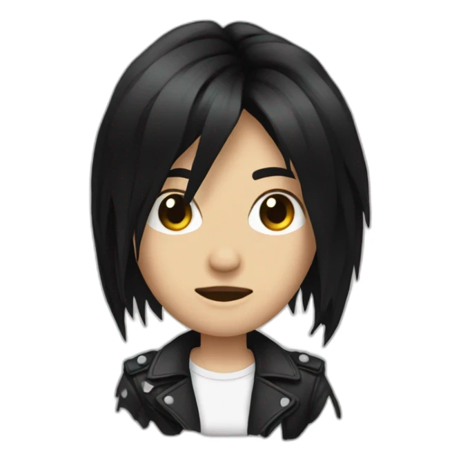 Metalhead black hair  sticker