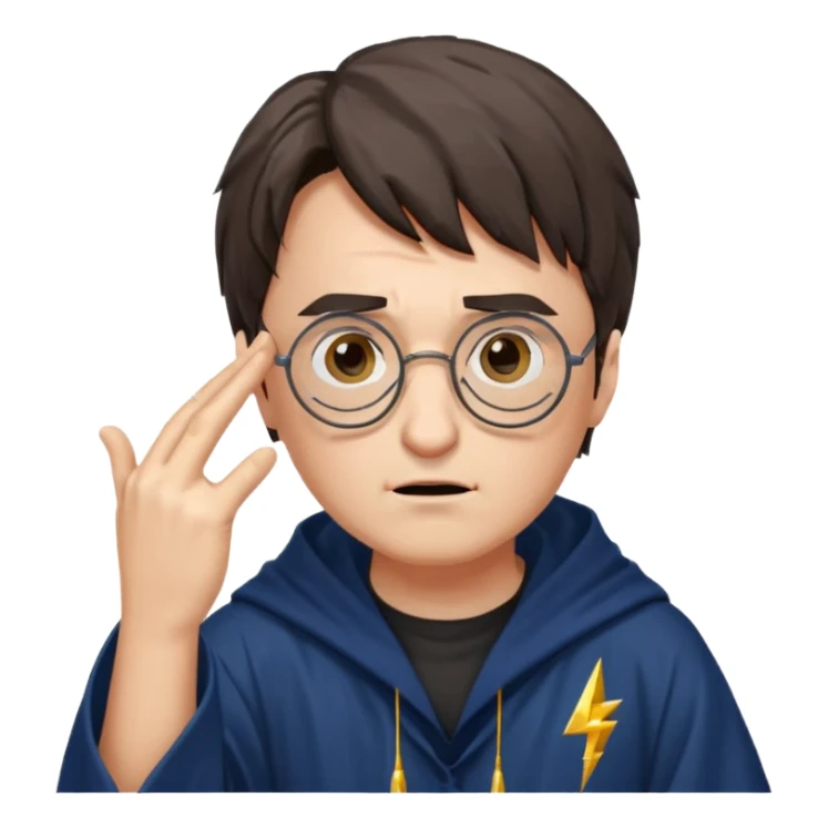 Harry Potter facepalm with glasses, lightning scar, wizard robe sticker