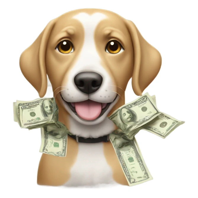 Dog with lots of money  sticker