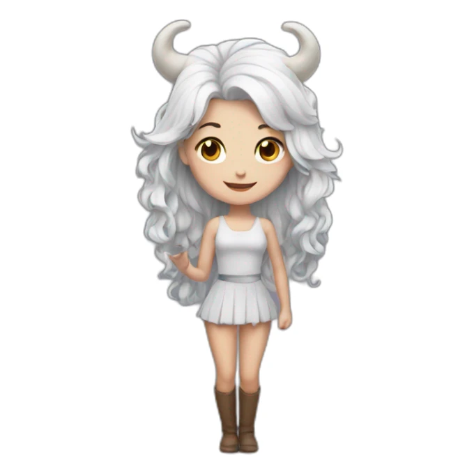white haired girl with horns sticker