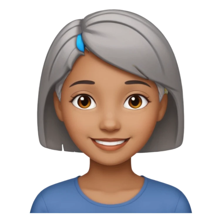 smiling brown girl with short grey hair sticker