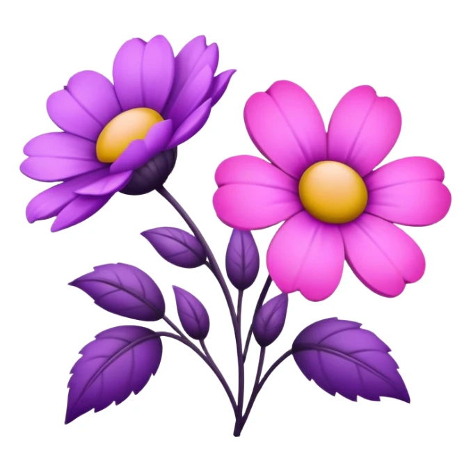 Purple and pink flowers, desaturated sticker