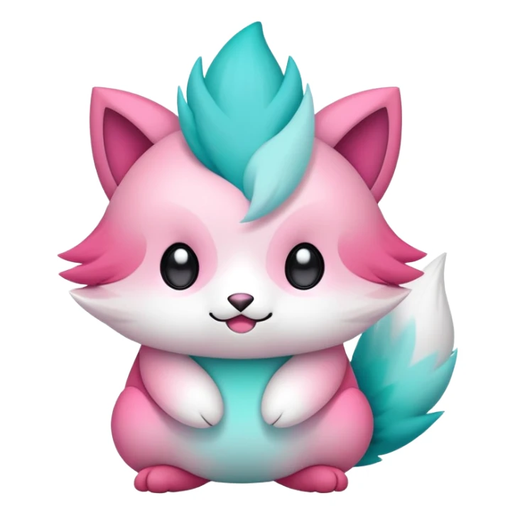 Cute cool edgy kawaii pink-white-turquoise-gradient fakemon-creature sticker