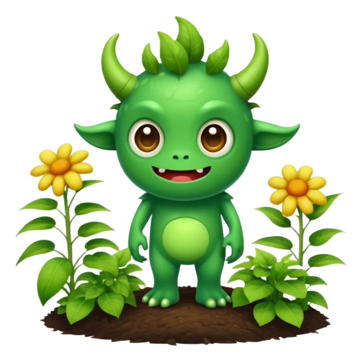 a cute monster working in a garden sticker