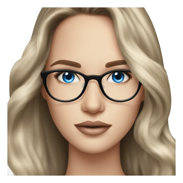 Beautiful Balayage pale model lady with glasses and blue eyes  sticker