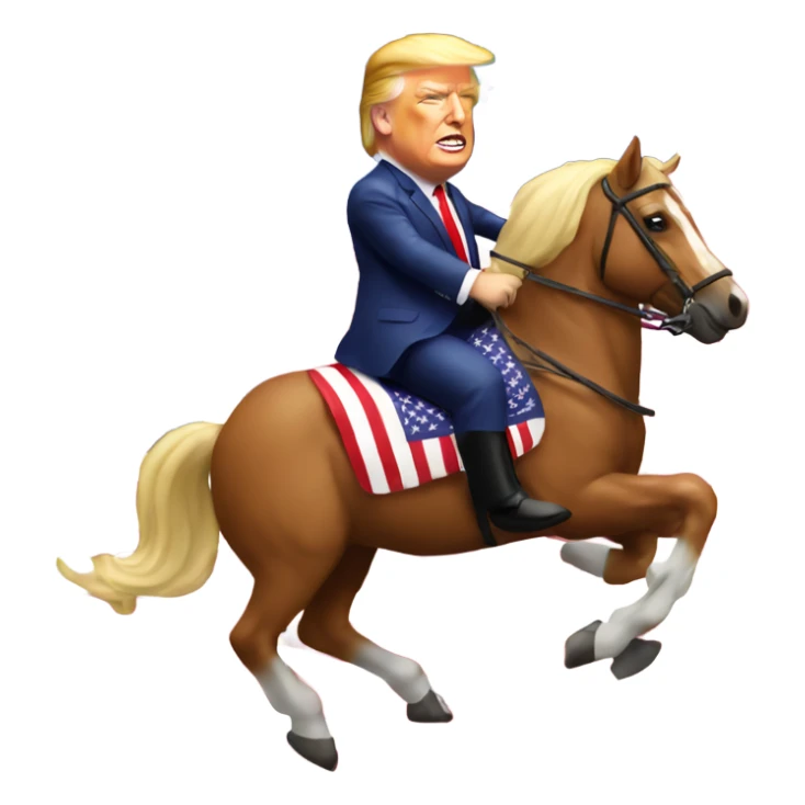 Donald Trump riding a horse in American flag suit  sticker