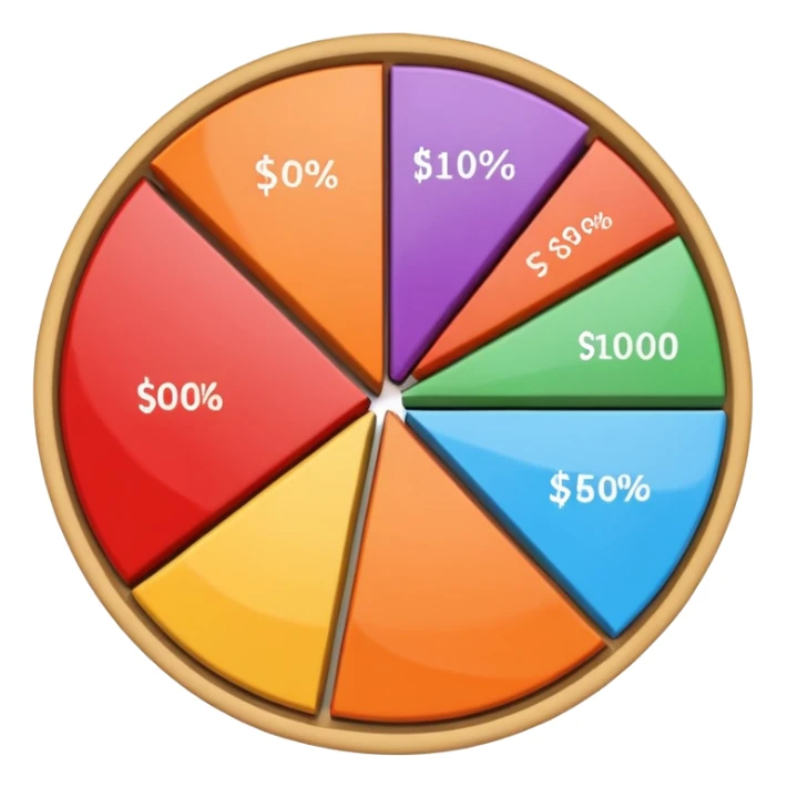 pie chart depicting budgeting with labeled sections for savings, needs, and wants sticker