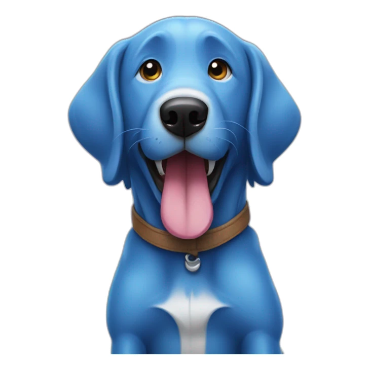 a blue dog with his tongue sticking out sticker