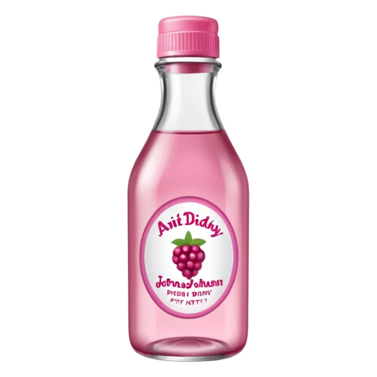 realistic Johnson and Johnson style bottle pink cap pink logo clear bottle with aint no party like a berry party written on the logo with diddy oil and a berry on top bottle sticker