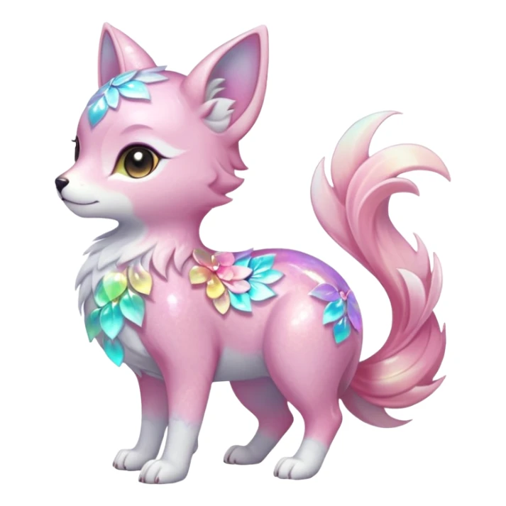 Multicolored sparkly marble Sakura shiny ethereal pastel iridescent light pale cute adorable pretty feminine elegant realistic floral exotic Falvie-Fionbri-fursona, full body sticker