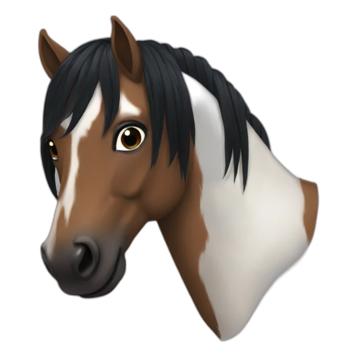 Horse with human with black hair sticker