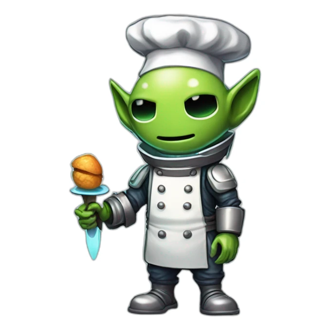 alien chef scifi roguelike rpg style inspired by slay the spire digital art sticker