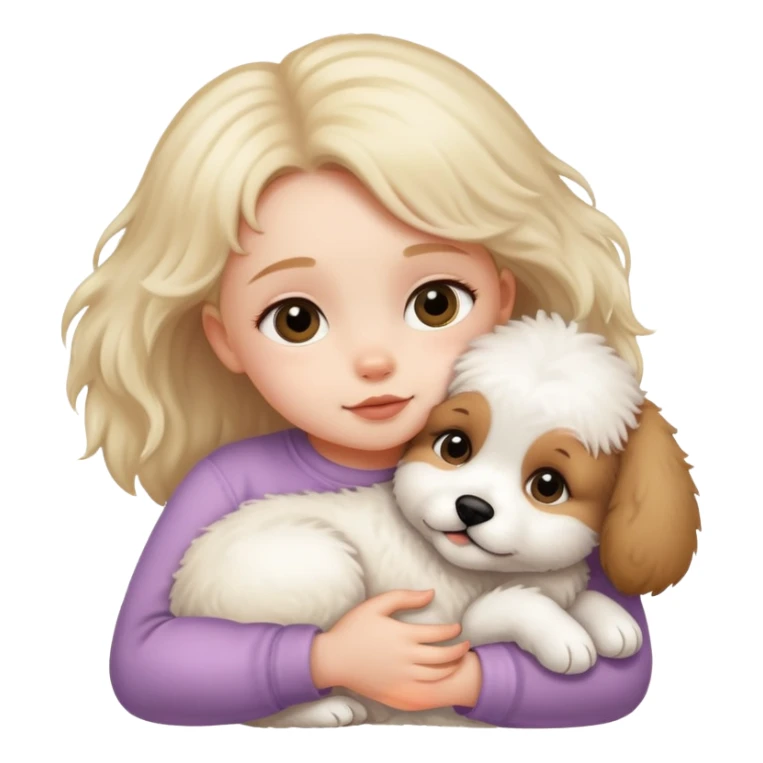 Baby girl cuddling dog  sticker