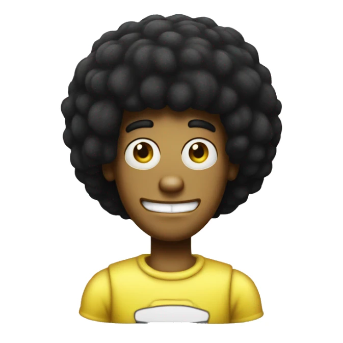 spongebob with a bob haircut black like an emoji very sharp, apple iOS style,  sticker