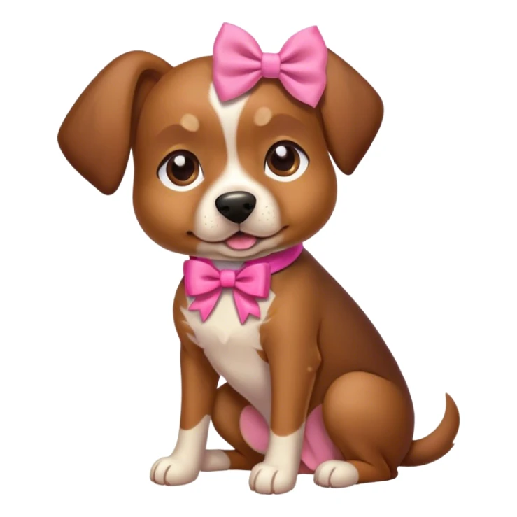 Cute brown Spanish dog with a pink bow sitting down sticker