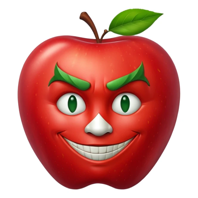 joker apple emoji with a green leaf sticker