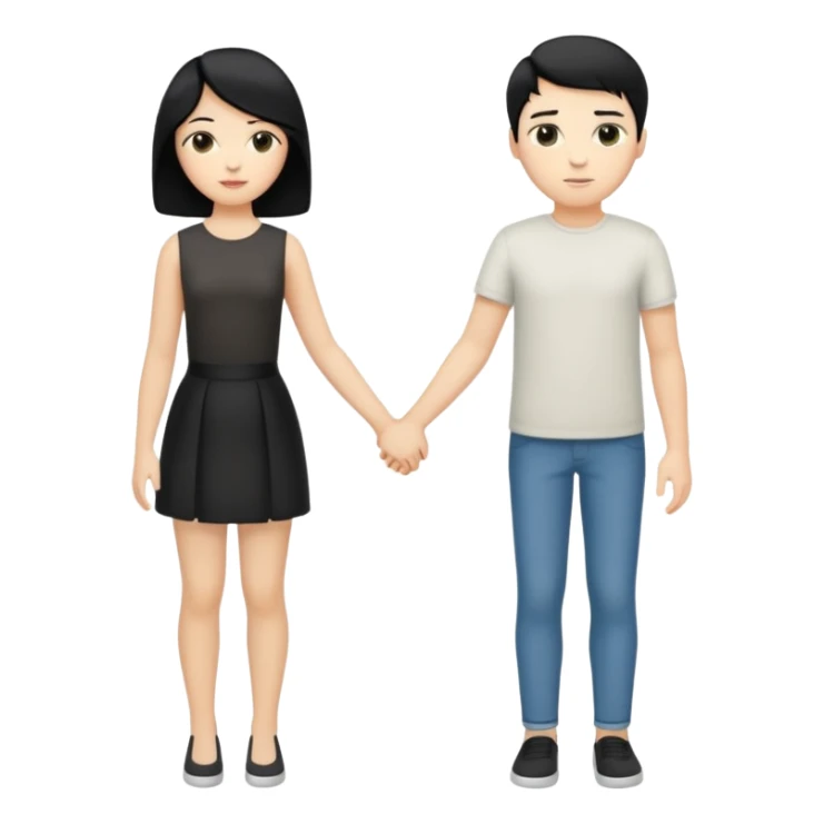 Dois jovens brancos um de cabelo preto e outro loiro com penteado moderno, de corpo inteiro e mãos dadas sticker