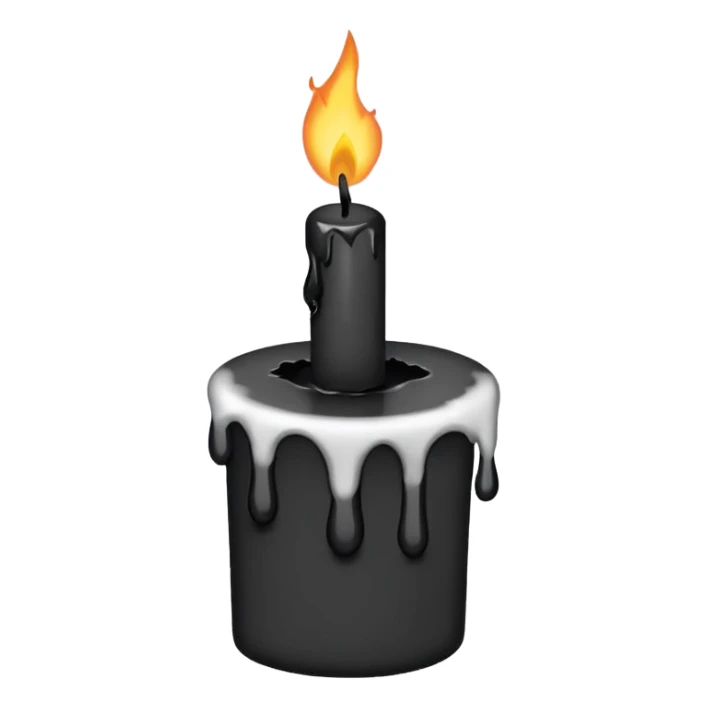 Minimalist emoji-style sticker of a candle with a broken or melted top and rising black smoke. No flame. Matte style. sticker