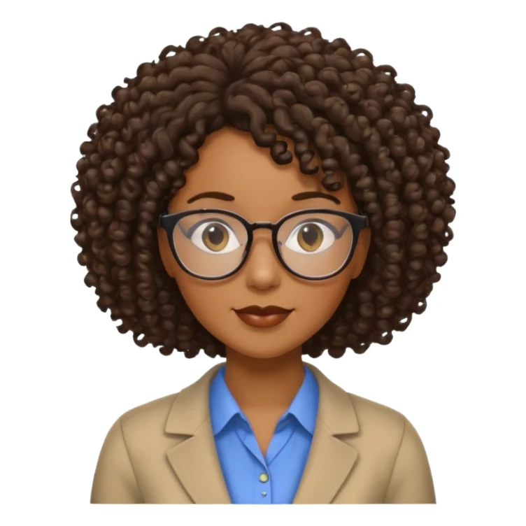 Black female teacher with curly hair sticker