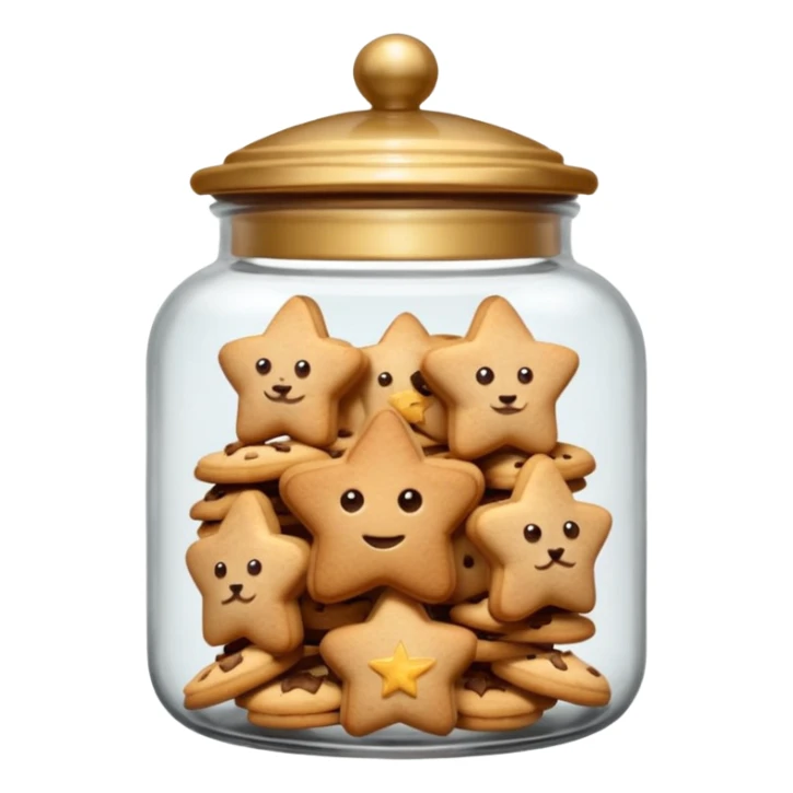 Realistic glass cookie jar with brown lid full of stars cookies sticker