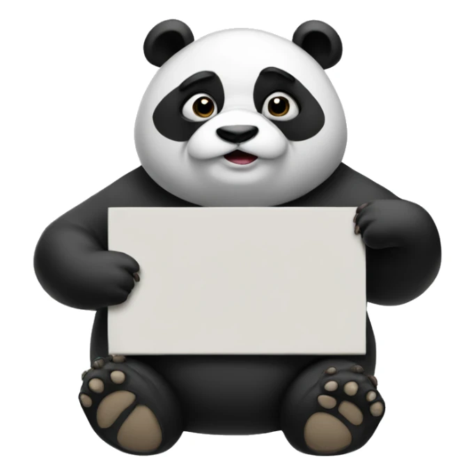A chubby panda holding a sign that says sad sticker