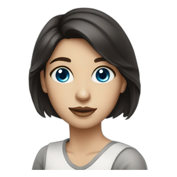 dark haired blue eyed woman painter sticker