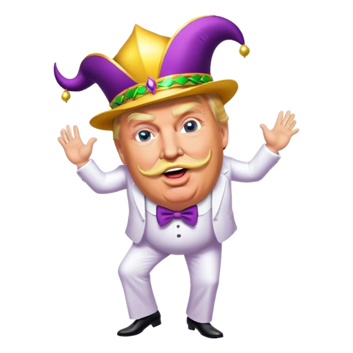 Donald trump dancing at Mardi Gras with a large moustache  sticker