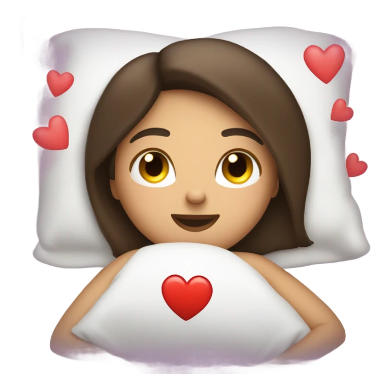 brunette laying in bed texting boyfriend with heart eyes sticker