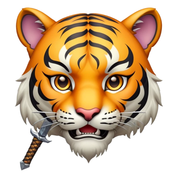 tiger face with sword fantasy game character for Twitch emote sticker