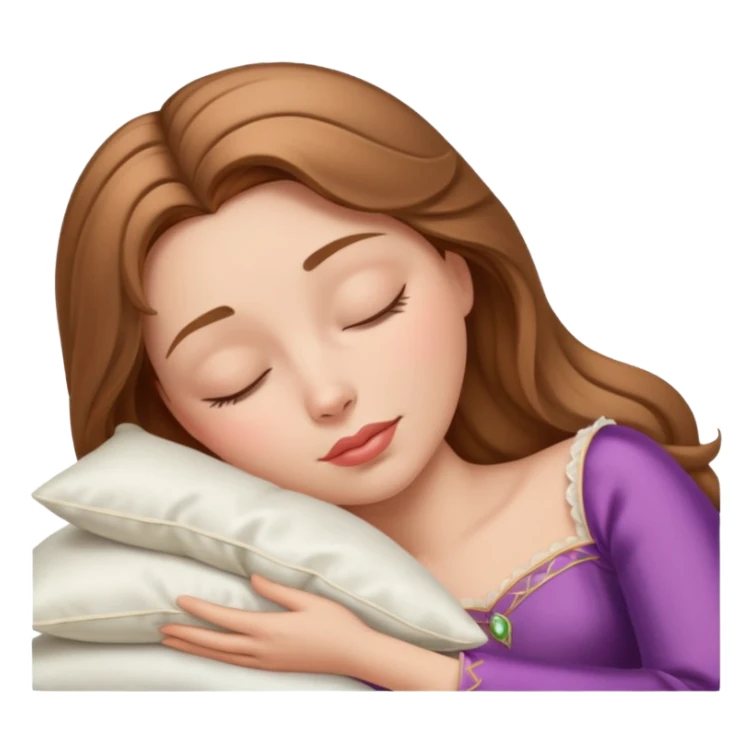 sleeping beauty light brown hair white girl with a silk pillow sticker
