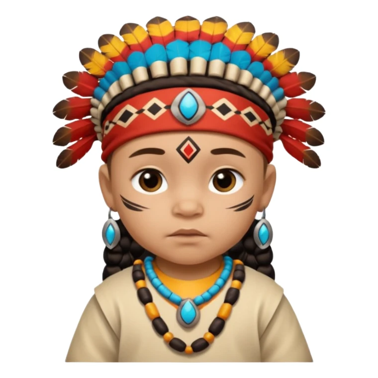Indiozinho bebê meio branco. com características de índio roupinha de índio rosto também  sticker