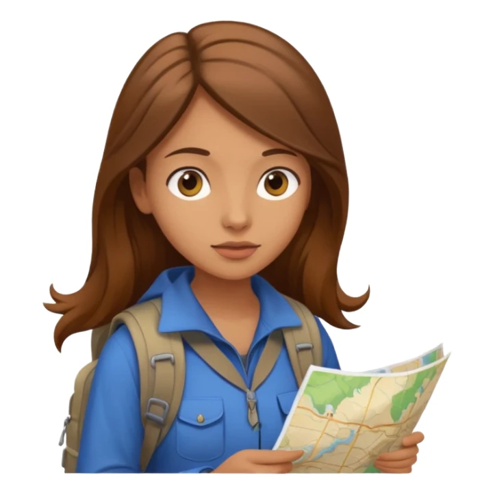 A backpacking woman checking her map with curious eyes. sticker