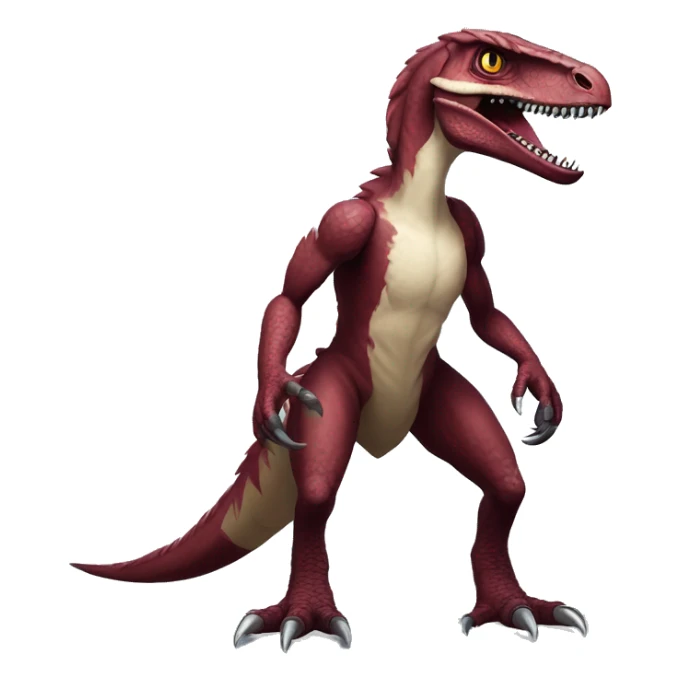 Maroon edgy badass velociraptor-Digimon, full body sticker