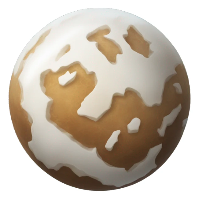 A planet, with icy surface, mostly white and some touch of light brown as colors sticker